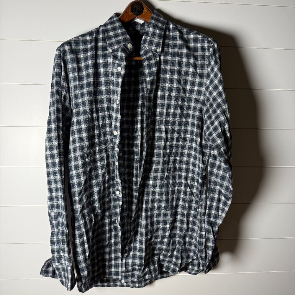 RALPH LAUREN Men's Sz 17/43 Cotton Stretch Plaid Button Down Shirt Long Sleeve